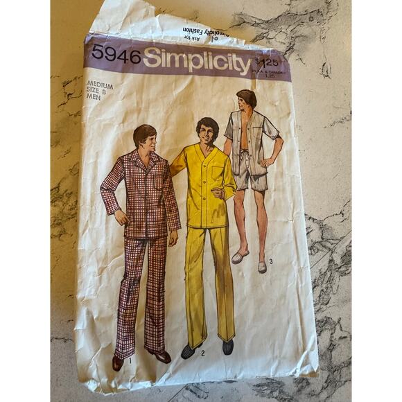 Vintage Sewing Patterns Mens Pajamas and Shirts Set of 2 - Picture 3 of 7